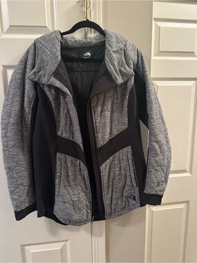 The North Face Women's Grey Heather & Black Hooded Ski Jacket